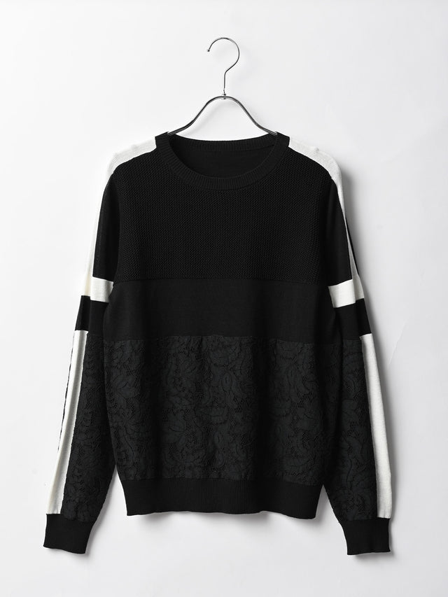 LACE KNIT PULLOVER - 09.black
