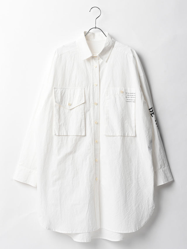 POCKET LONG "LOGO" BLOUSE - 01.off-white