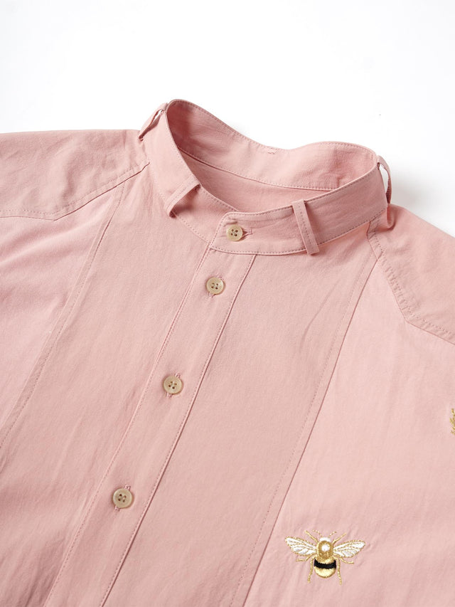 ハチ刺繍シャツ -40.pink
