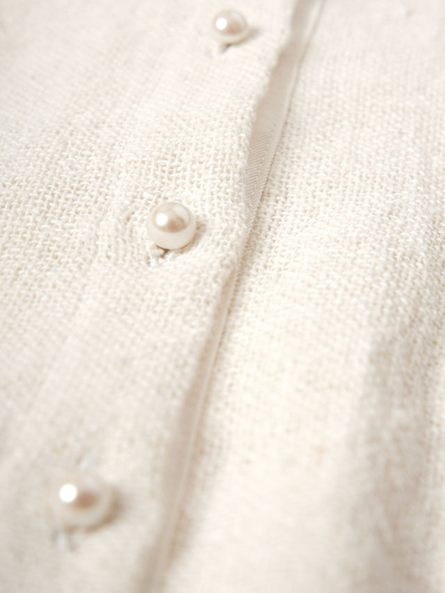 【22SS 2月中旬〜2月下旬入荷】コットンリネンメッシュシャツ -01.white