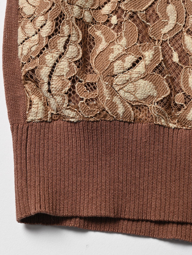 LACE KNIT PULLOVER - 82.brown