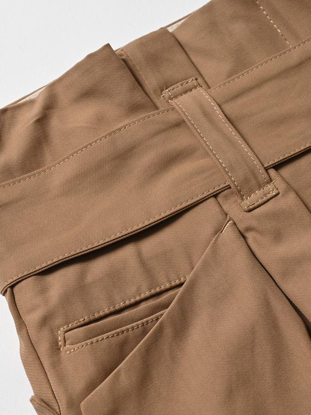 TUCK BELT PANTS - 14.dark beige