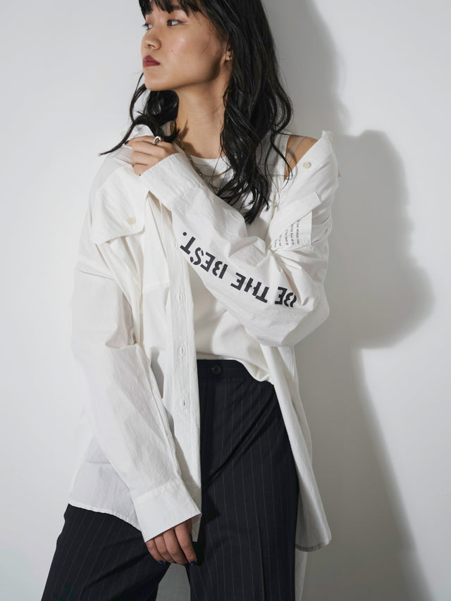 POCKET LONG "LOGO" BLOUSE - 01.off-white