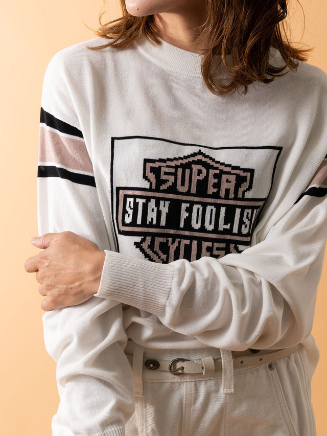 "STAY FOOLISH" LOGO PULLOVER - 01.off-white