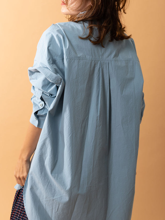 POCKET LONG BLOUSE - 60.saxe blue