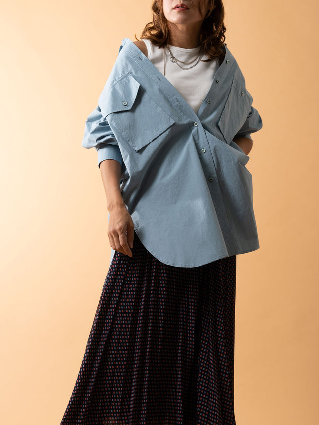 POCKET LONG BLOUSE - 60.saxe blue