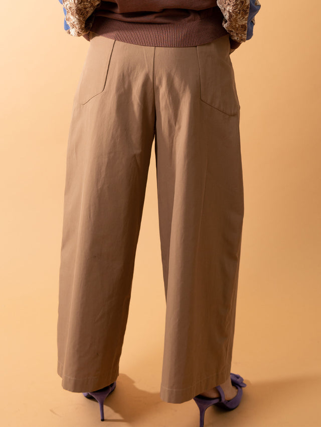 TUCK BELT PANTS - 14.dark beige