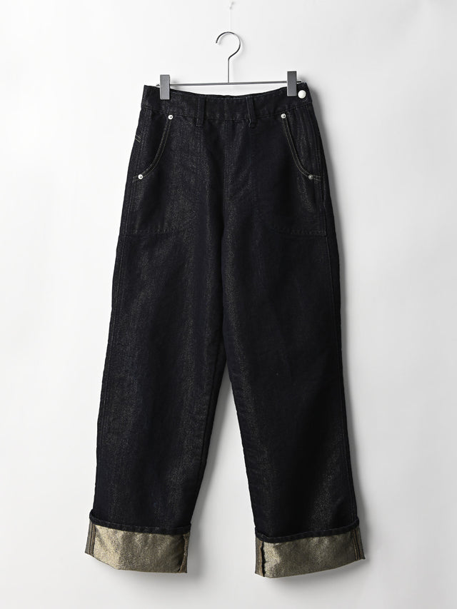 GLITTER DENIM PANTS - 64.navy